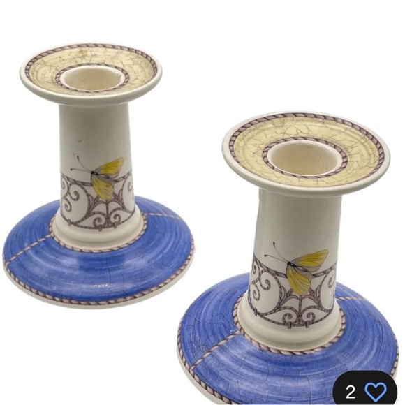 Sarahs’s Garden Queens Ware 1997. Candle sticks.Wedgewood. Butterfly Heirloom - Picture 3 of 9